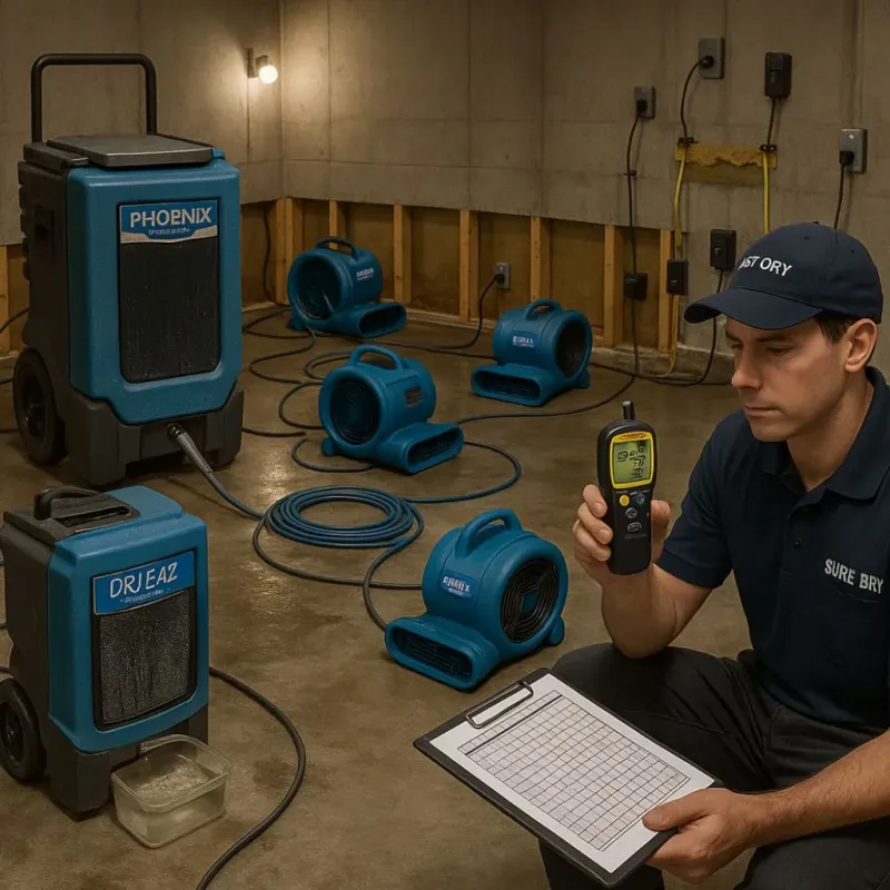 Structural Drying and Dehumidification process in Mocksville, NC